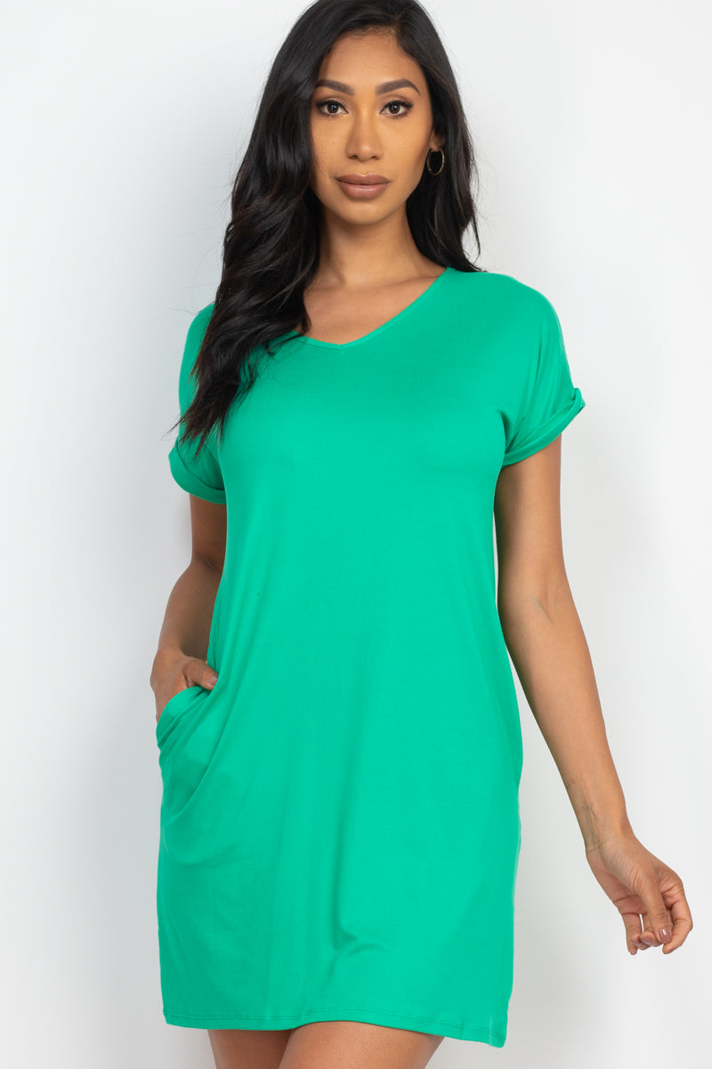 Cap Sleeve Pocket Mini Dress (CAPELLA)-71
