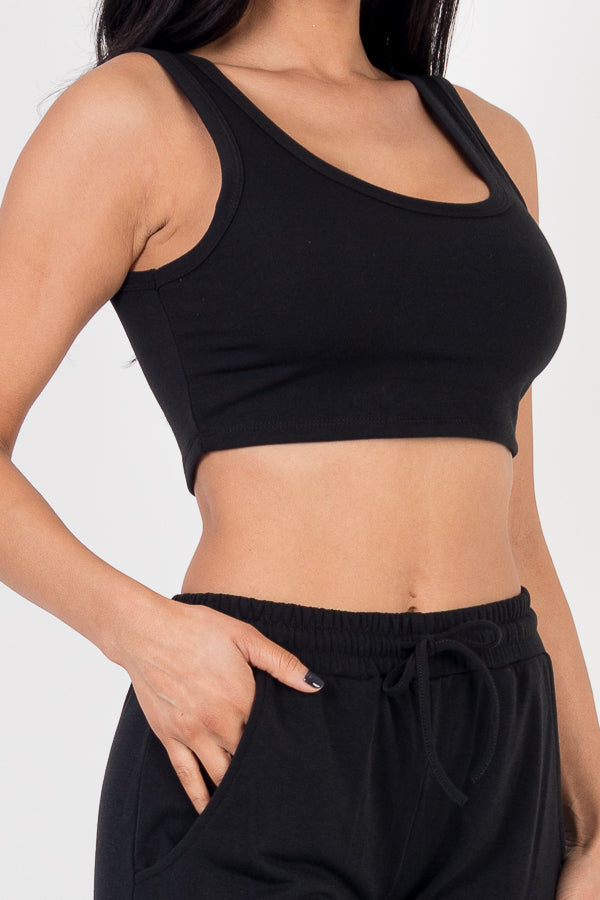 French Terry Cropped Tank Top & Joggers Set (CAPELLA)-28
