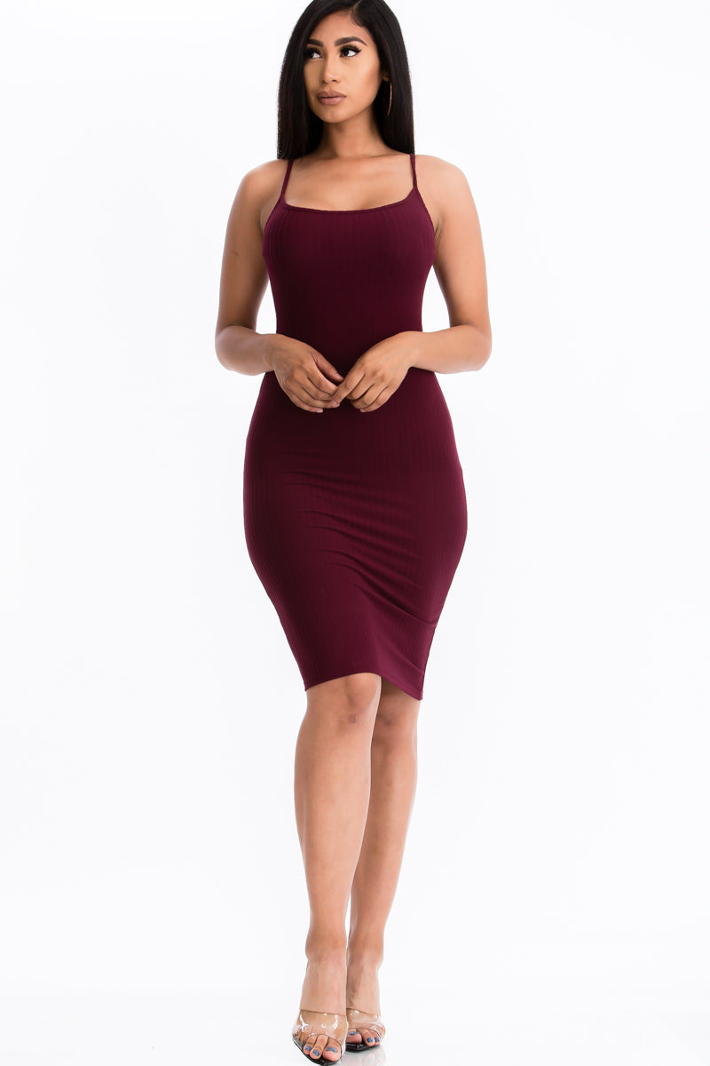 Ribbed Cami Soft Bodycon Dress (CAPELLA)-34