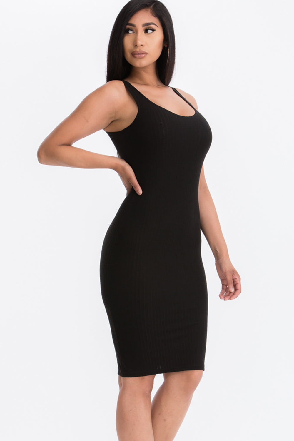 Ribbed Back Slit Bodycon Dress (CAPELLA)-36