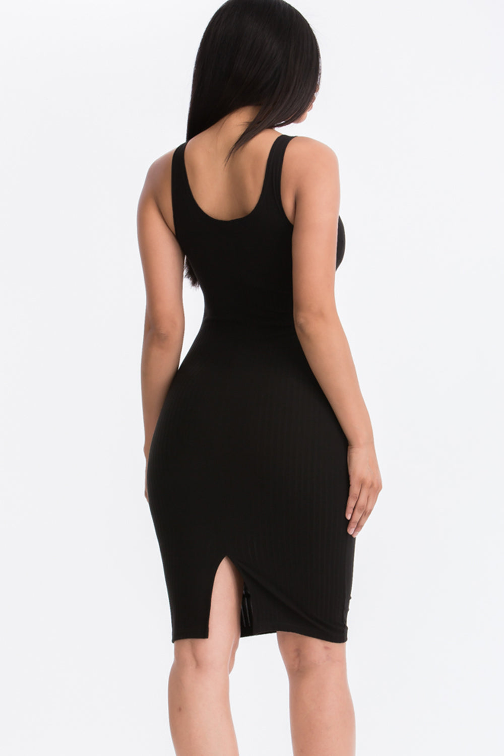 Ribbed Back Slit Bodycon Dress (CAPELLA)-37