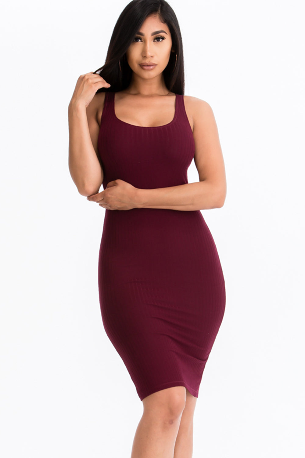 Ribbed Back Slit Bodycon Dress (CAPELLA)-5