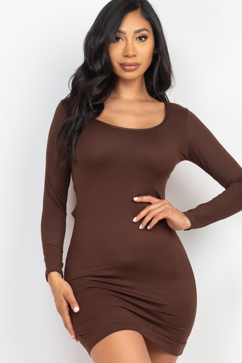 Crisscross Open Back Long Sleeve Bodycon Dress (CAPELLA)-27