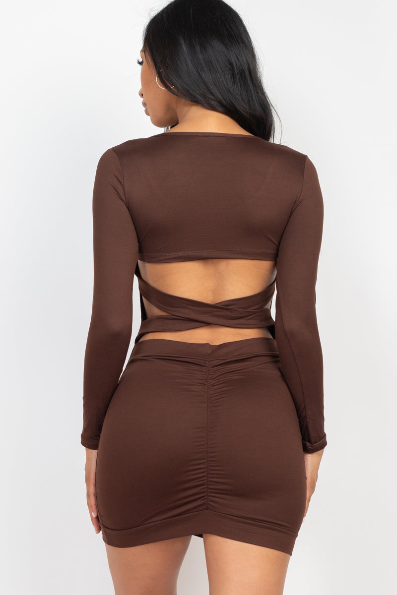 Crisscross Open Back Long Sleeve Bodycon Dress (CAPELLA)-29