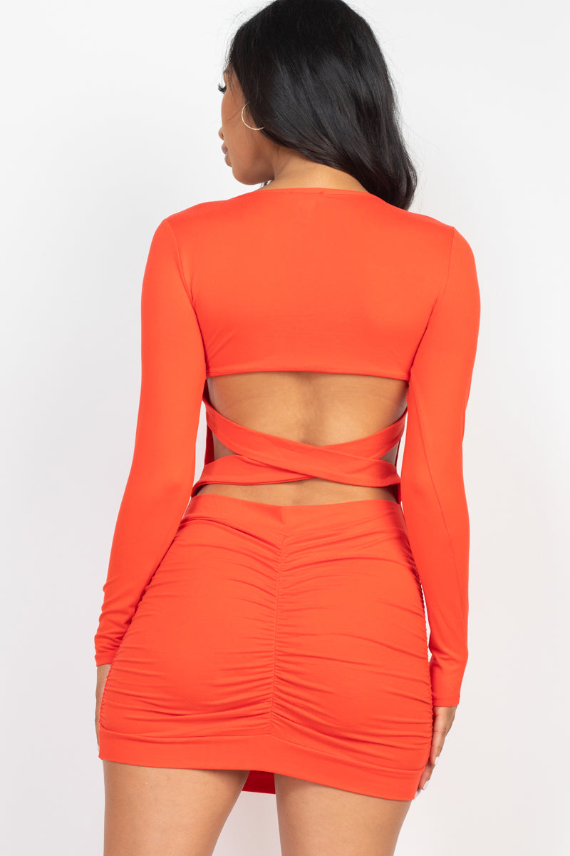 Crisscross Open Back Long Sleeve Bodycon Dress (CAPELLA)-14