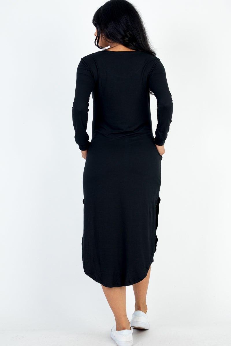 Long Sleeve Curved Hem Midi Dress (CAPELLA)-7