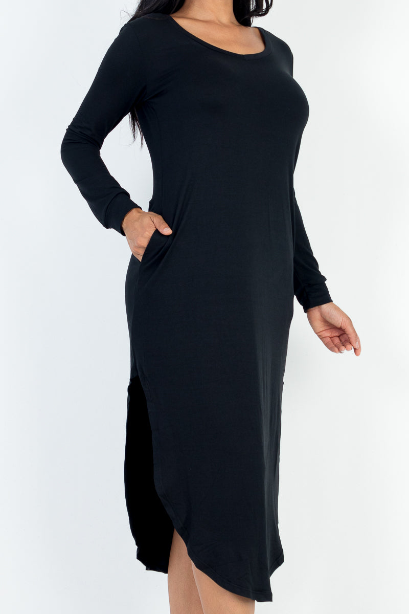 Long Sleeve Curved Hem Midi Dress (CAPELLA)-8