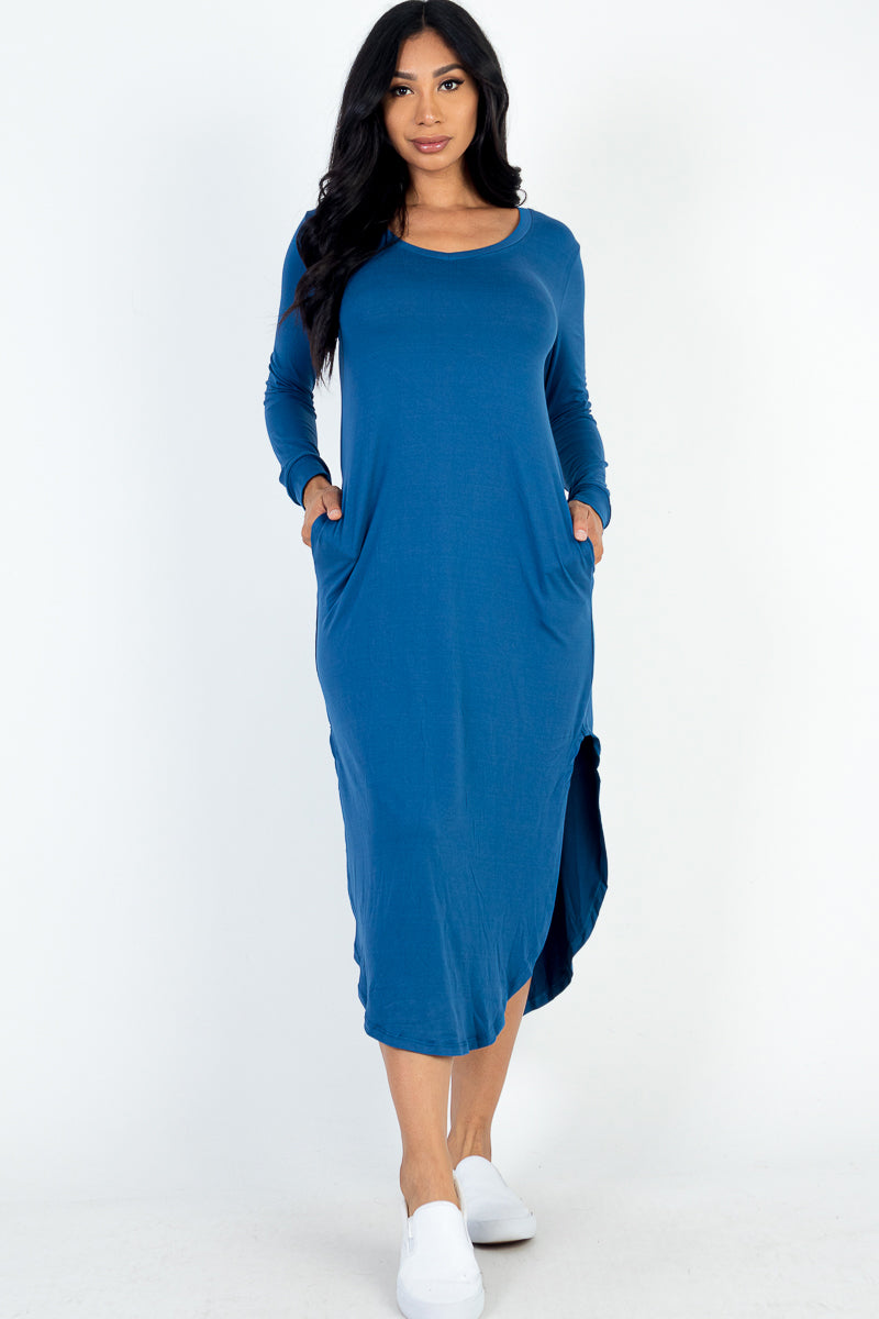 Long Sleeve Curved Hem Midi Dress (CAPELLA)-10