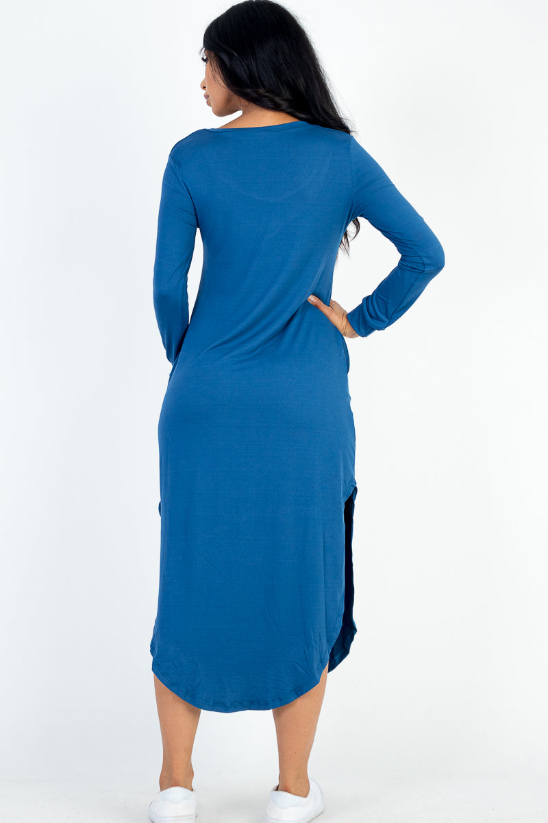 Long Sleeve Curved Hem Midi Dress (CAPELLA)-12