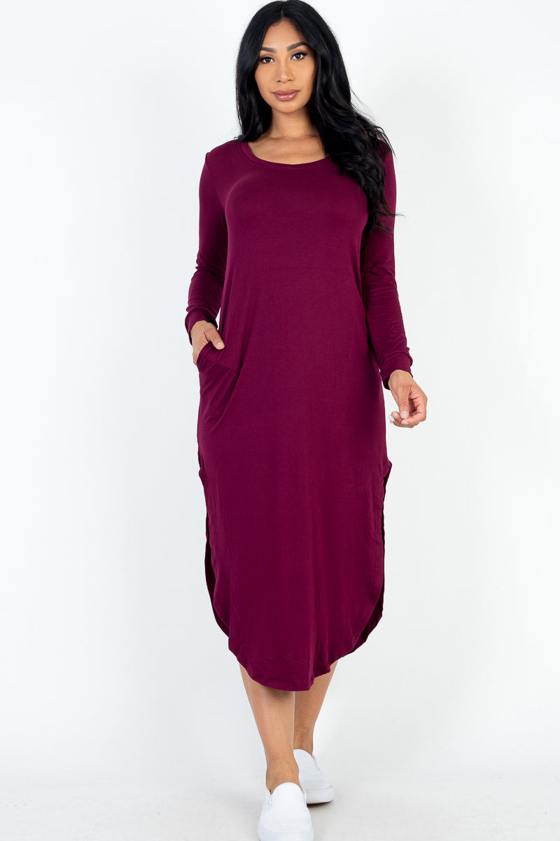 Long Sleeve Curved Hem Midi Dress (CAPELLA)-15