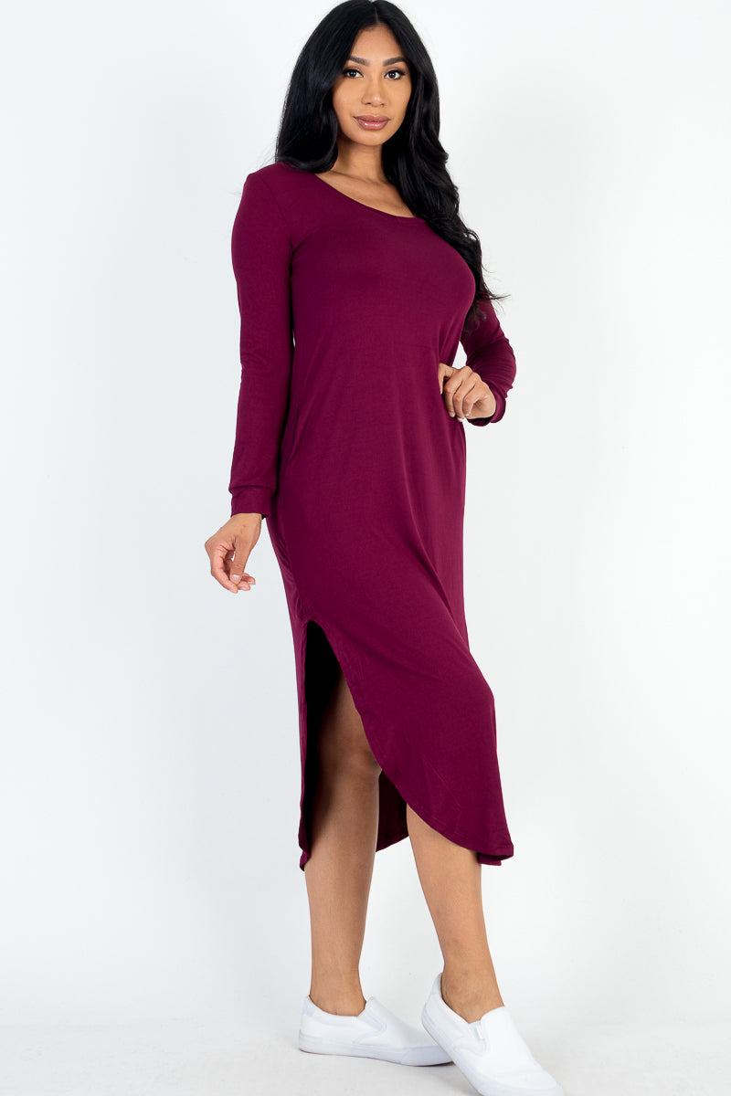 Long Sleeve Curved Hem Midi Dress (CAPELLA)-16