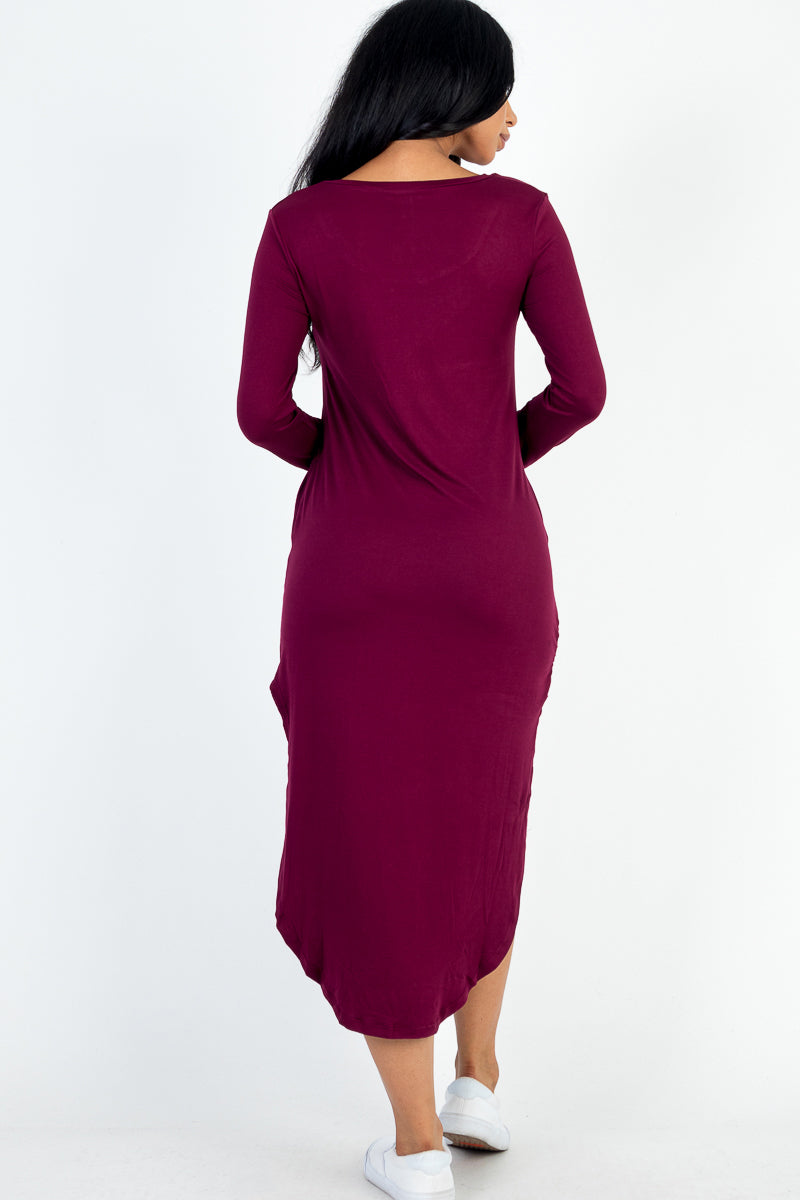 Long Sleeve Curved Hem Midi Dress (CAPELLA)-17