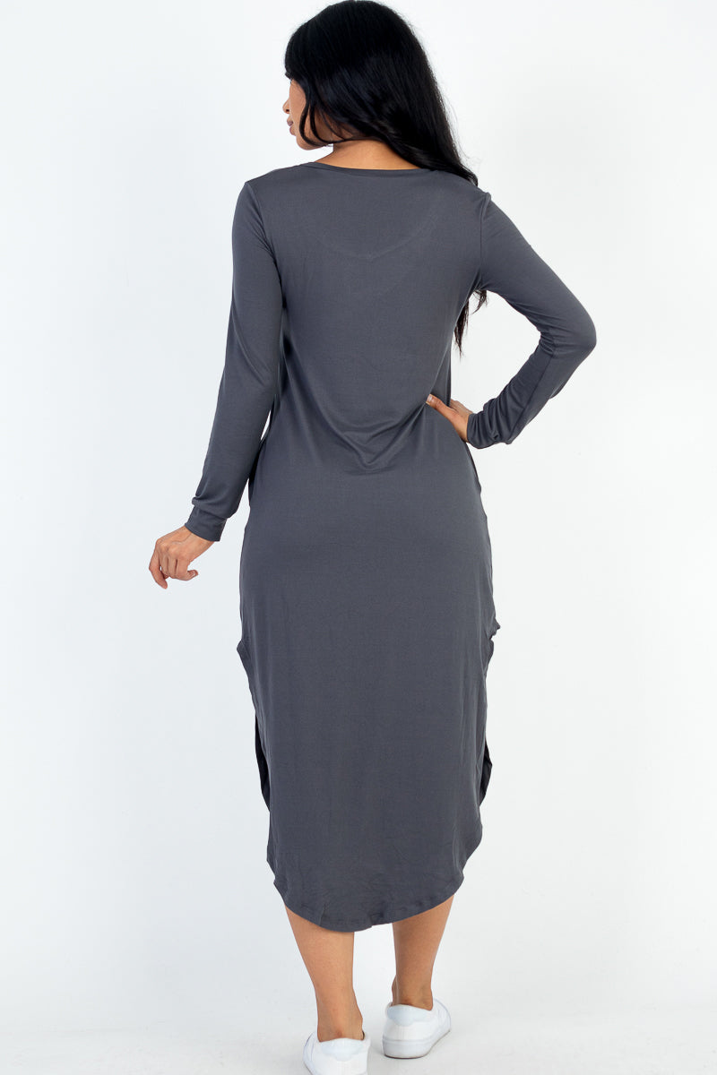 Long Sleeve Curved Hem Midi Dress (CAPELLA)-22