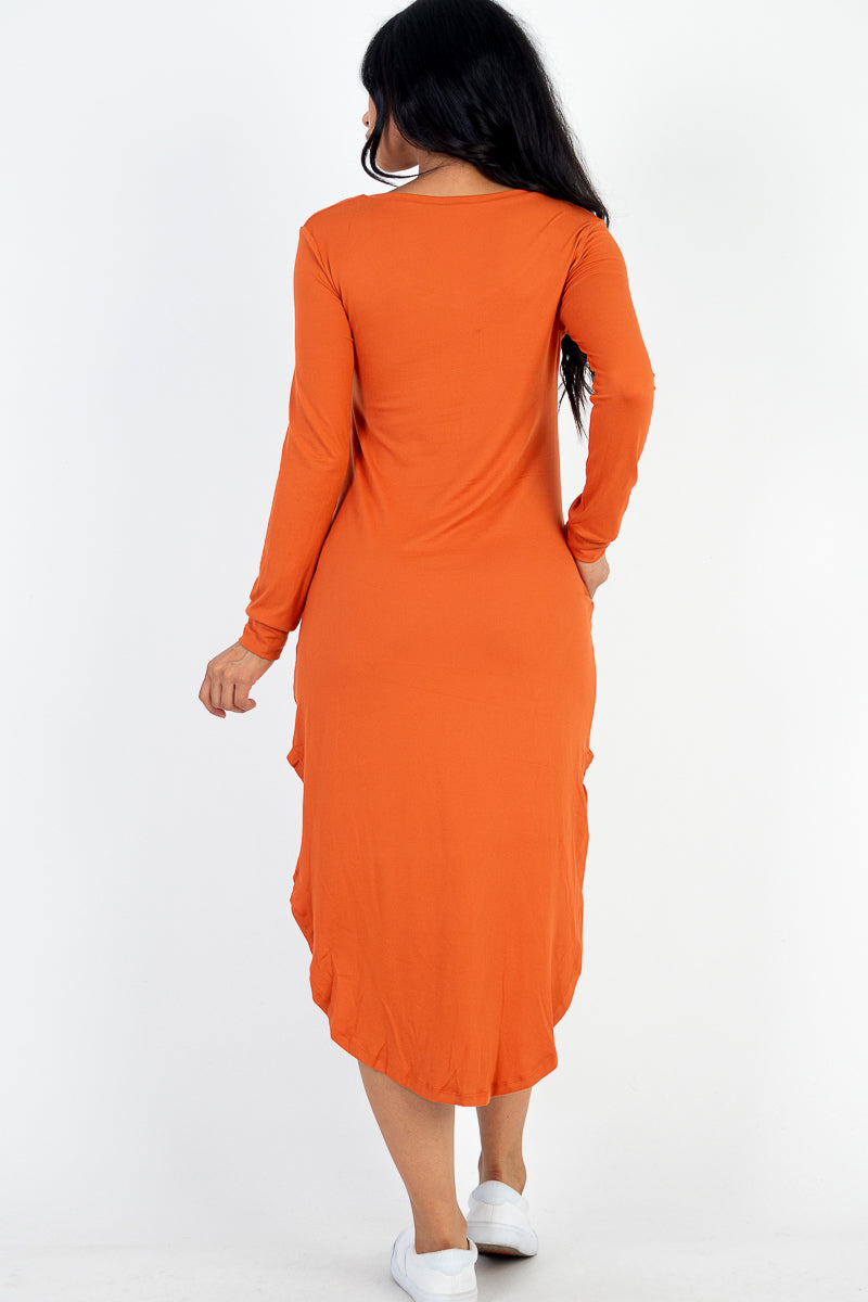 Long Sleeve Curved Hem Midi Dress (CAPELLA)-27