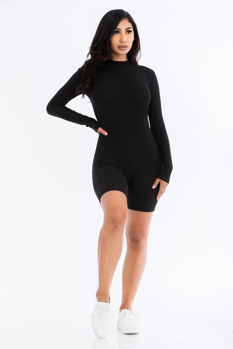 Mock Neck Ribbed Romper (CAPELLA)-37