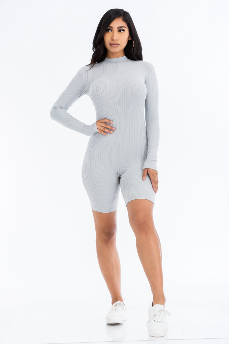 Mock Neck Ribbed Romper (CAPELLA)-47