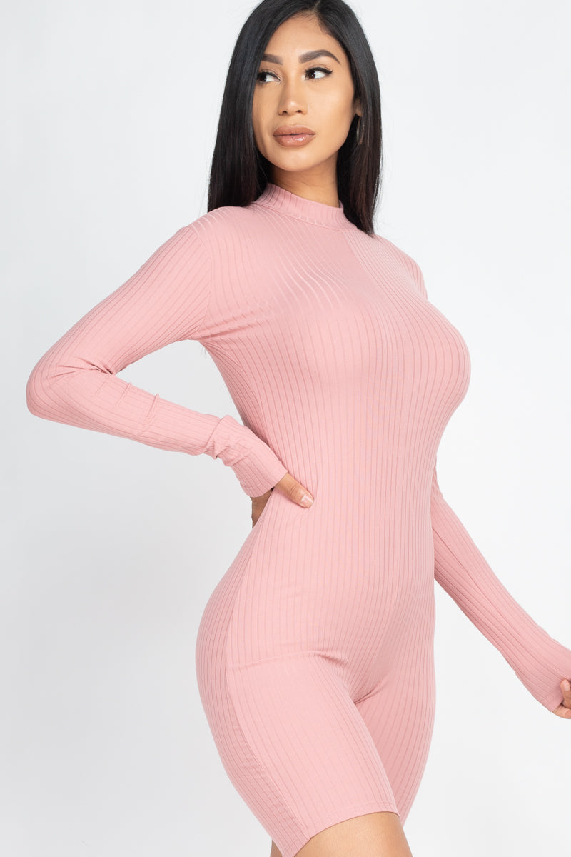 Mock Neck Ribbed Romper (CAPELLA)-6