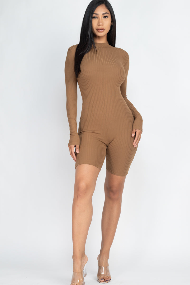 Mock Neck Ribbed Romper (CAPELLA)-16