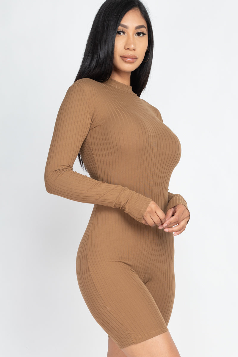 Mock Neck Ribbed Romper (CAPELLA)-13