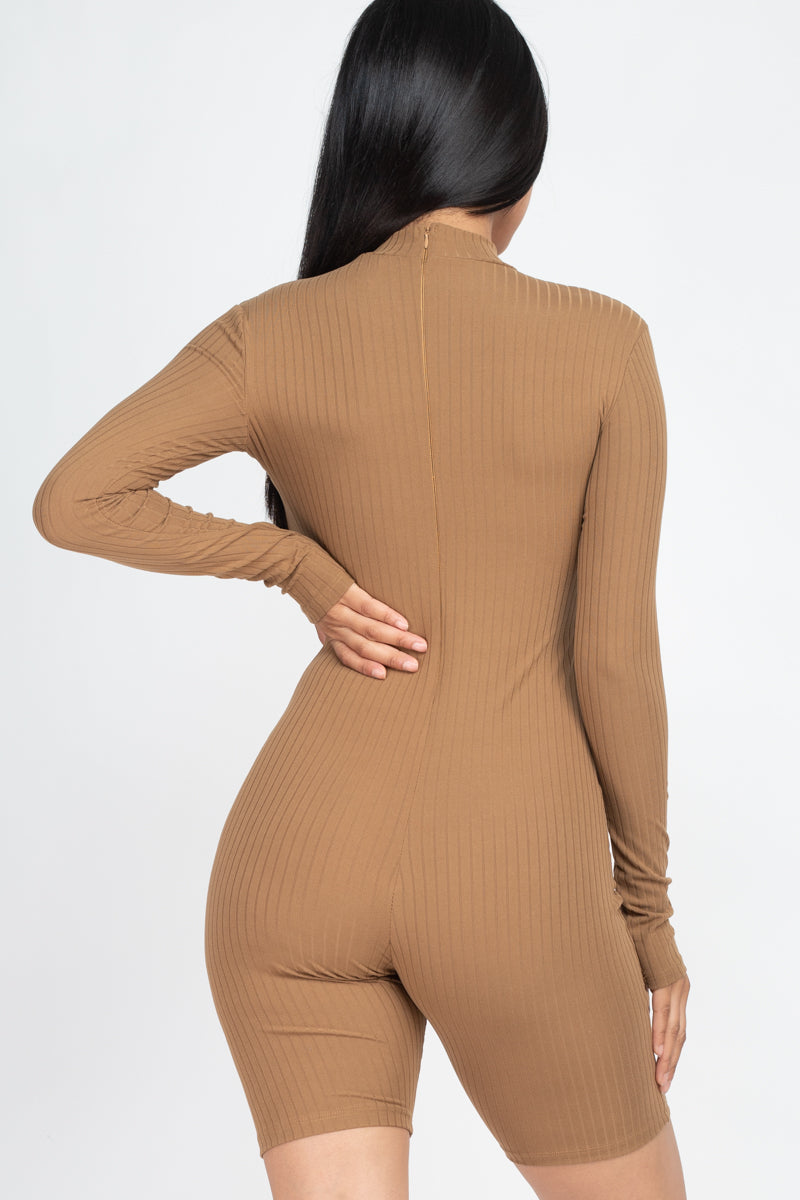 Mock Neck Ribbed Romper (CAPELLA)-14