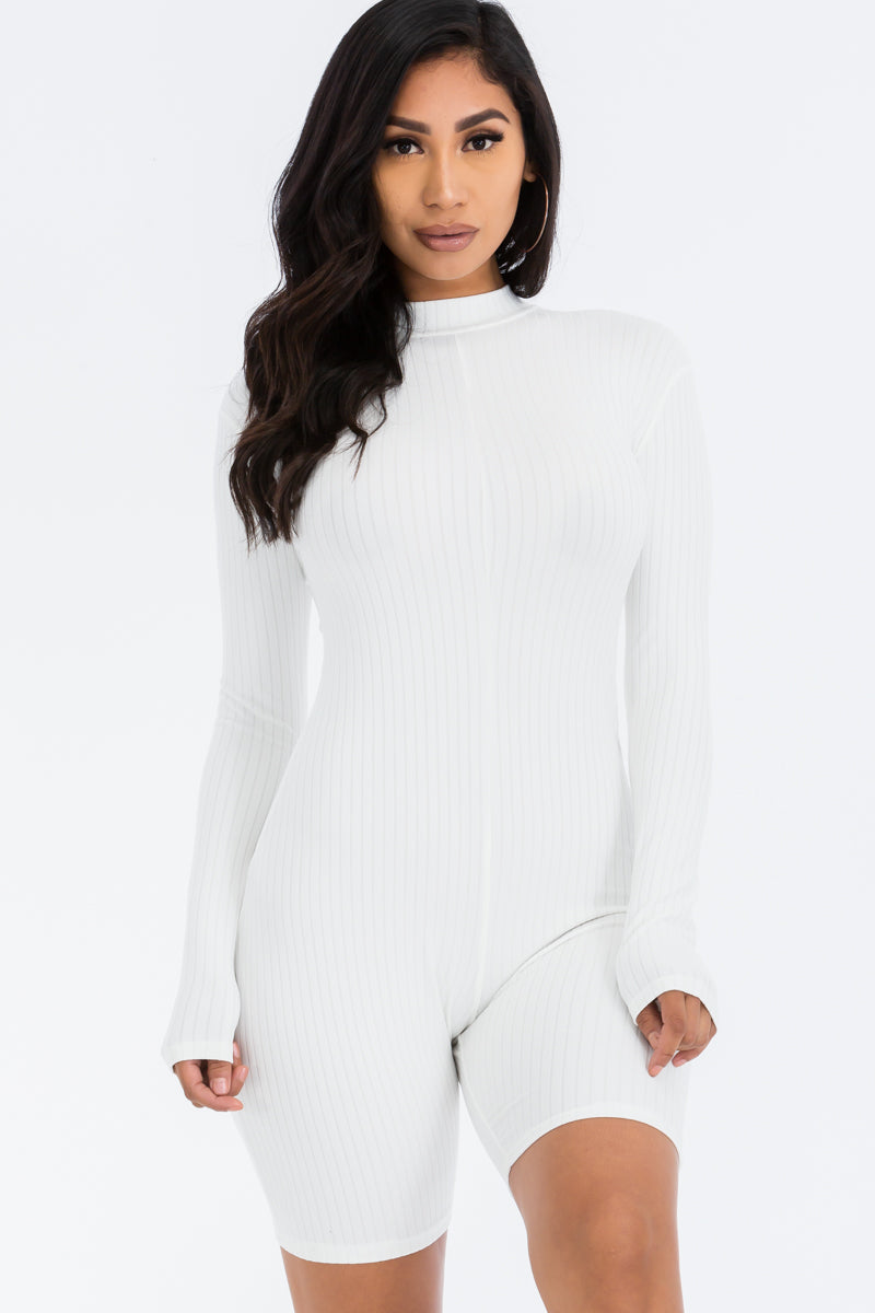 Mock Neck Ribbed Romper (CAPELLA)-28