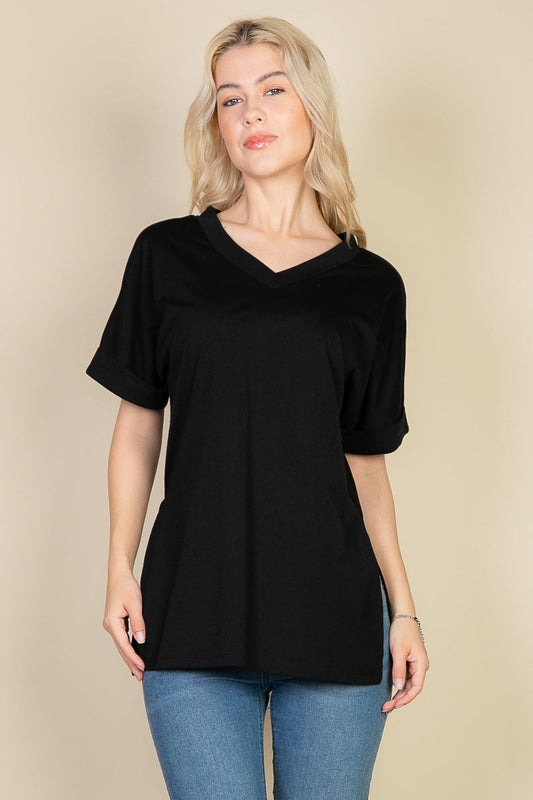 Batwing Sleeve Side Slit Oversized Tee (CAPELLA)-13