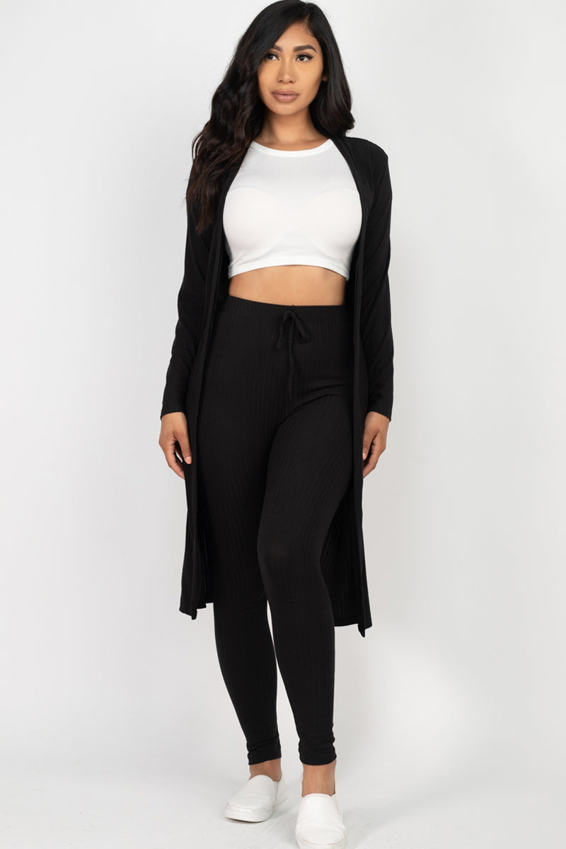 Ribbed Long Cardigan & Leggings Set (CAPELLA)-6