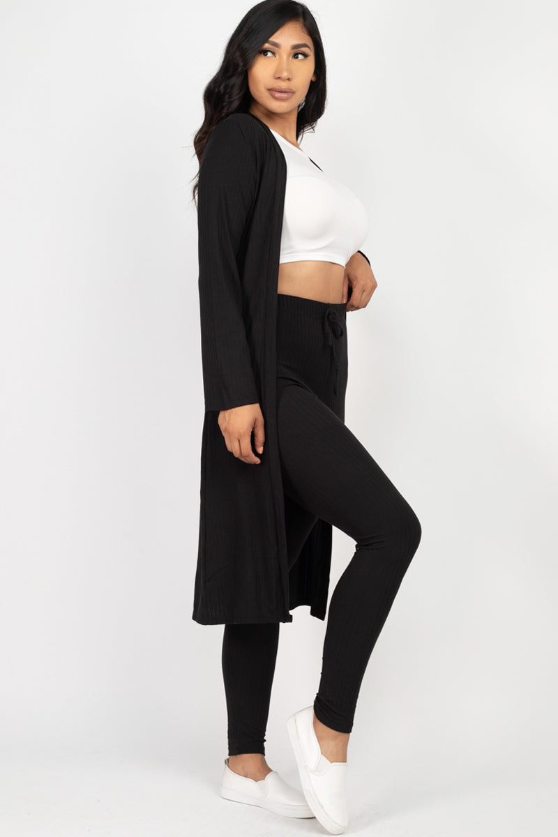 Ribbed Long Cardigan & Leggings Set (CAPELLA)-7