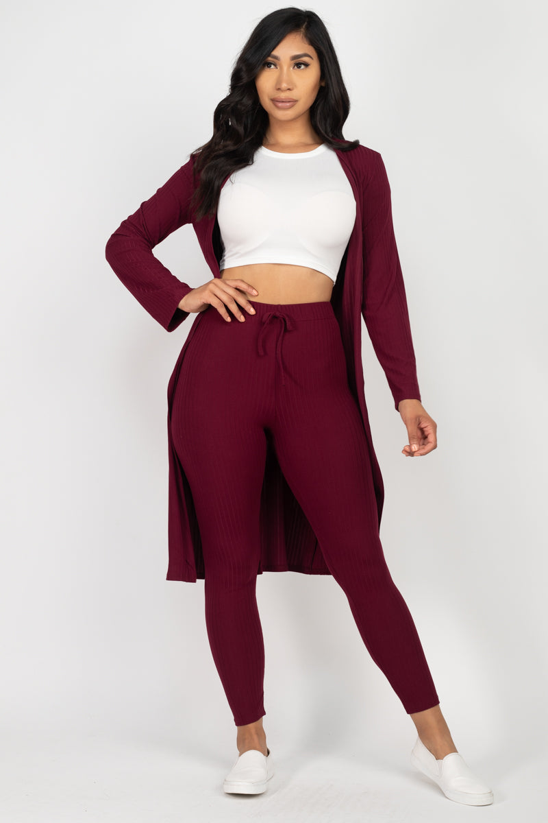 Ribbed Long Cardigan & Leggings Set (CAPELLA)-10