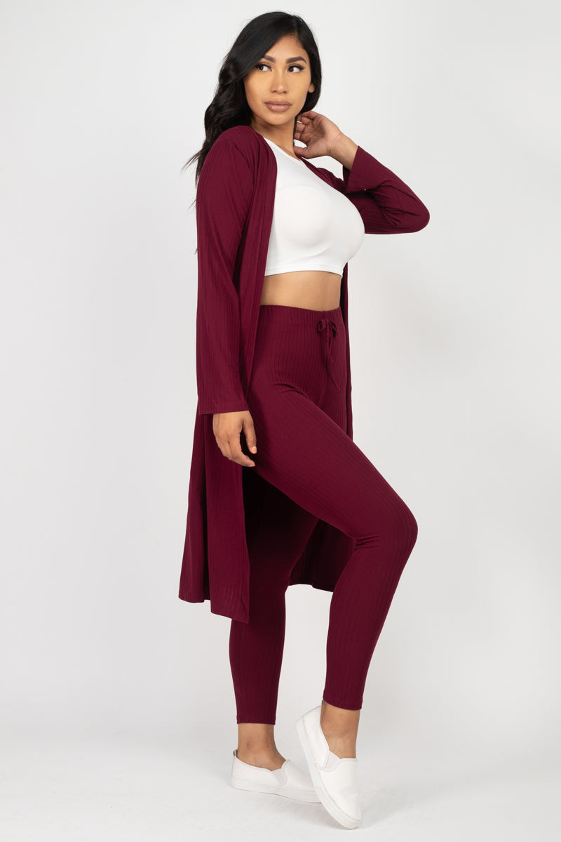 Ribbed Long Cardigan & Leggings Set (CAPELLA)-11