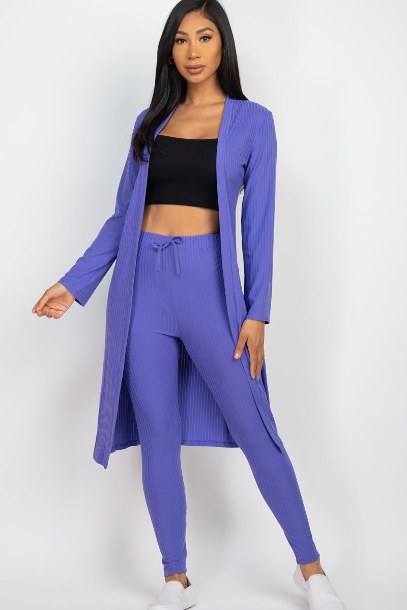 Ribbed Long Cardigan & Leggings Set (CAPELLA)-14