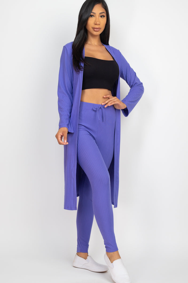 Ribbed Long Cardigan & Leggings Set (CAPELLA)-16