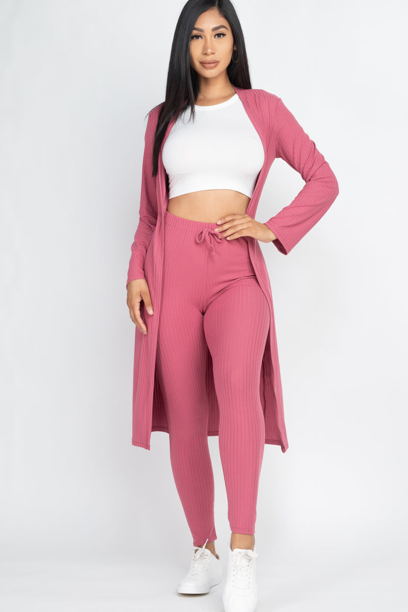 Ribbed Long Cardigan & Leggings Set (CAPELLA)-19