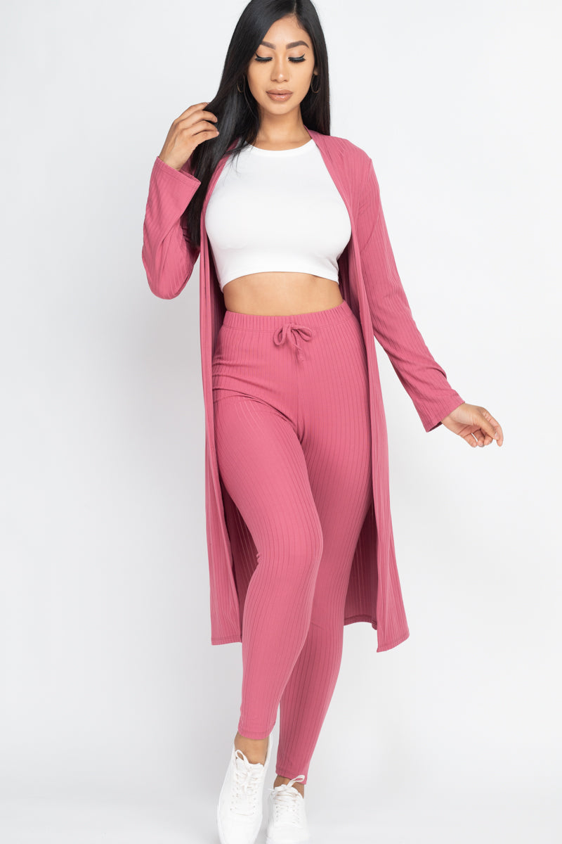 Ribbed Long Cardigan & Leggings Set (CAPELLA)-20