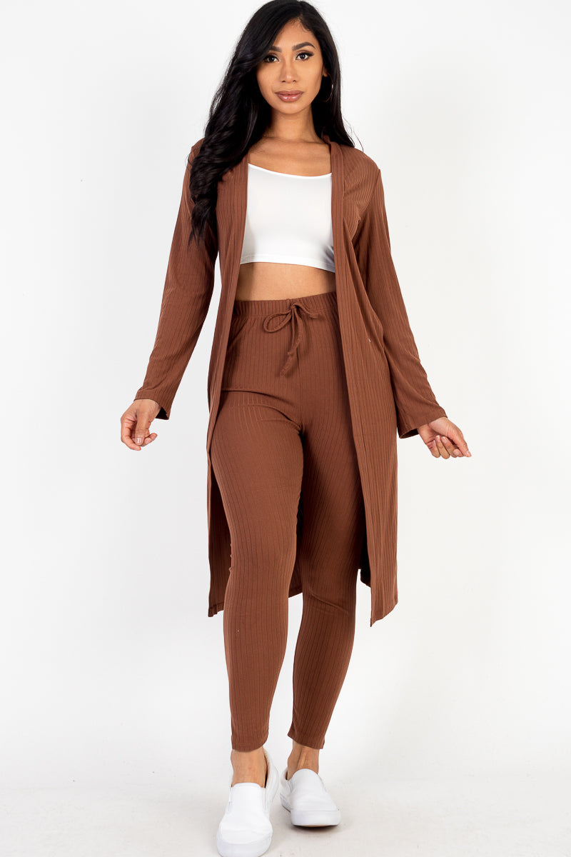 Ribbed Long Cardigan & Leggings Set (CAPELLA)-24