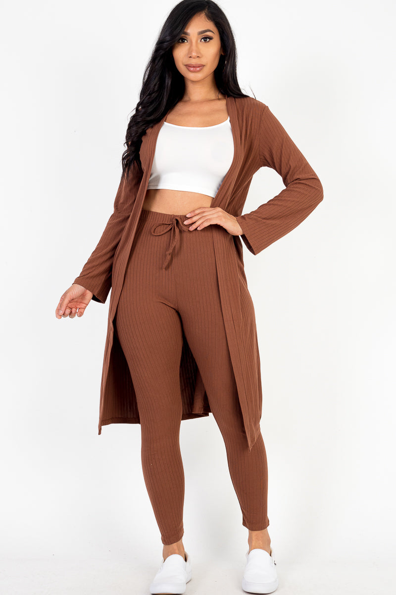 Ribbed Long Cardigan & Leggings Set (CAPELLA)-25