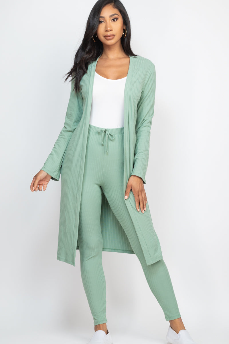 Ribbed Long Cardigan & Leggings Set (CAPELLA)-33