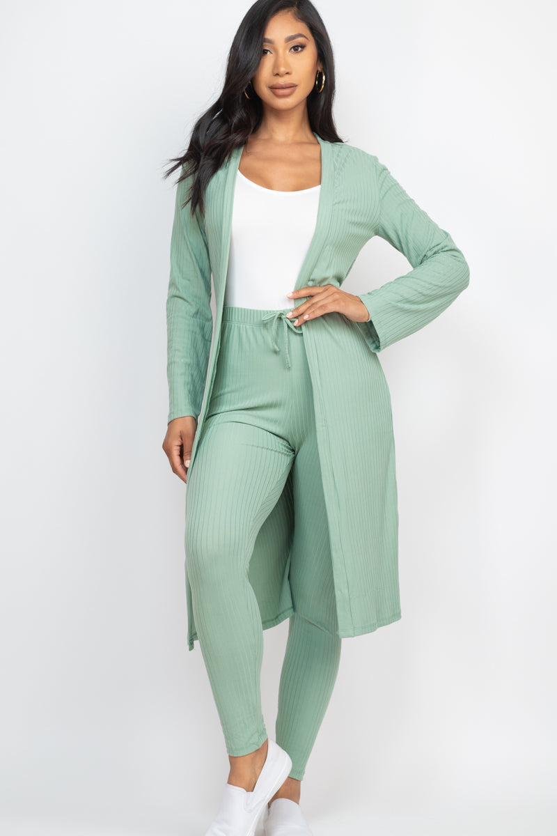 Ribbed Long Cardigan & Leggings Set (CAPELLA)-34