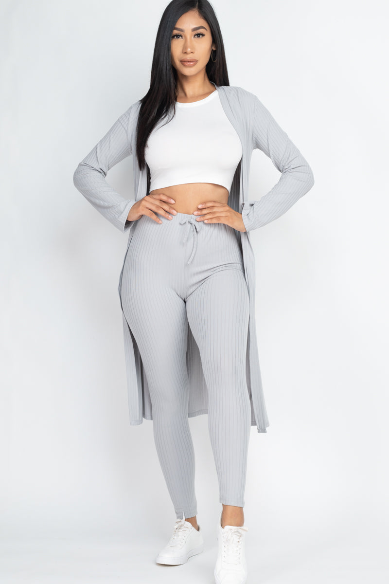 Ribbed Long Cardigan & Leggings Set (CAPELLA)-38