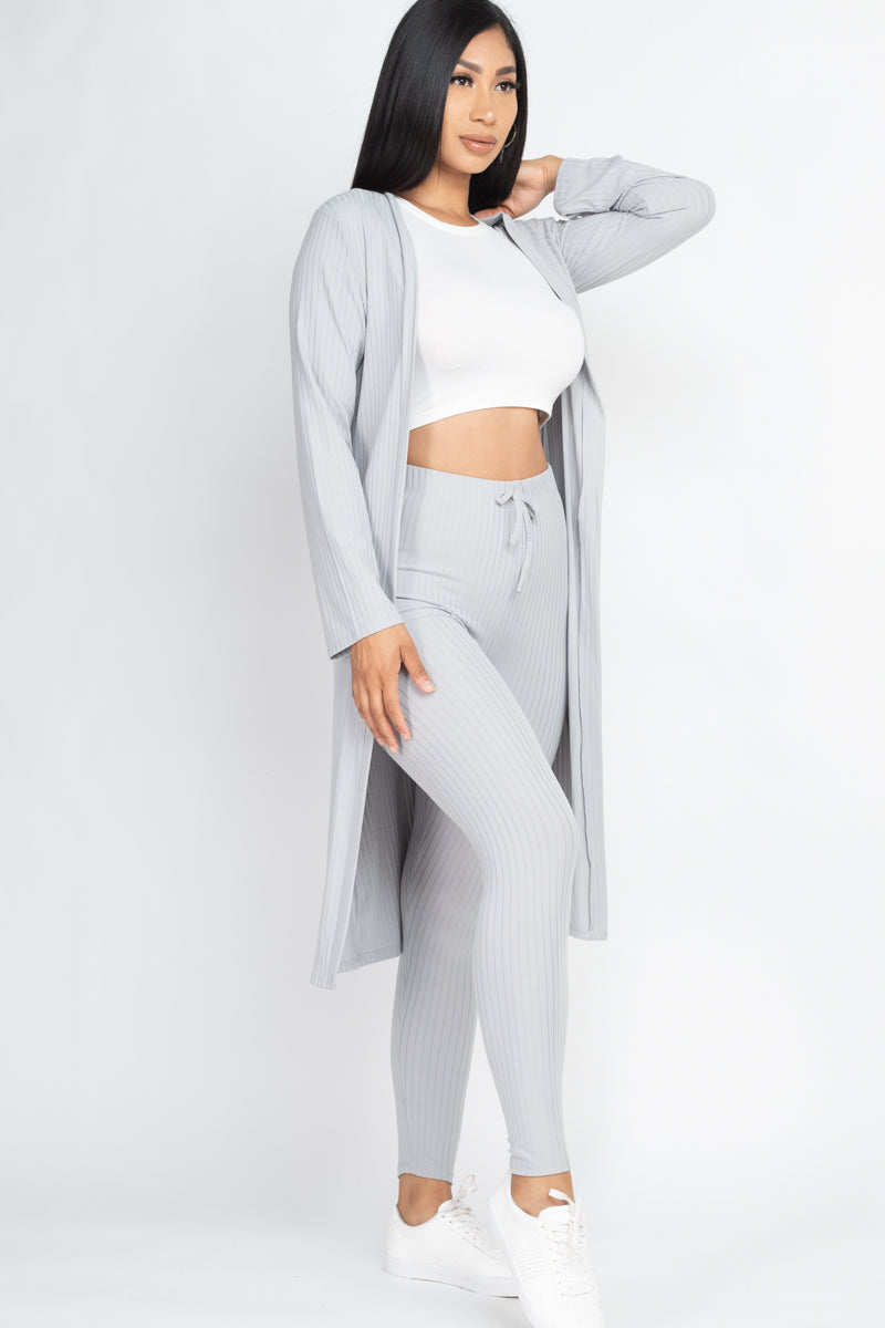 Ribbed Long Cardigan & Leggings Set (CAPELLA)-40