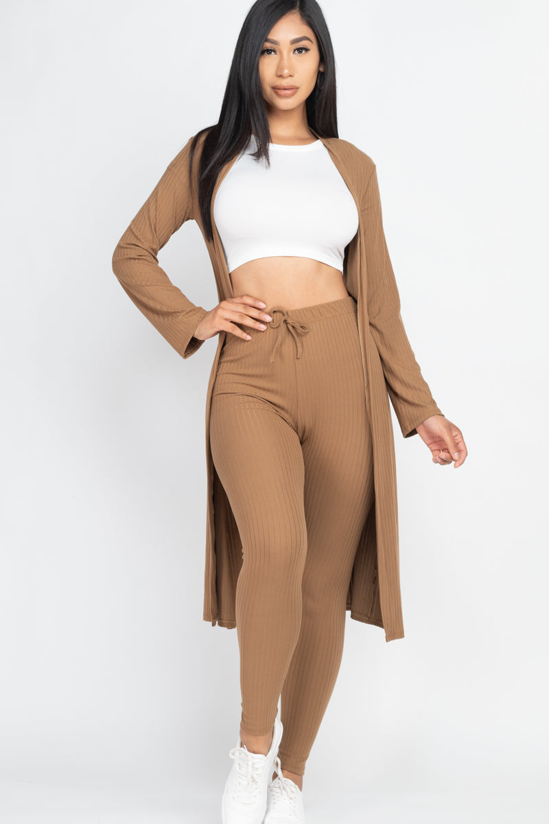 Ribbed Long Cardigan & Leggings Set (CAPELLA)-54