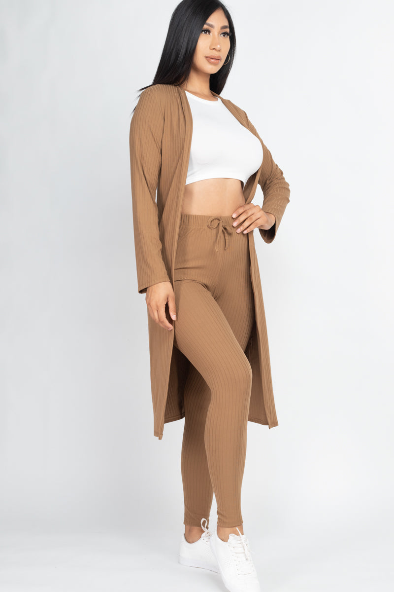 Ribbed Long Cardigan & Leggings Set (CAPELLA)-55