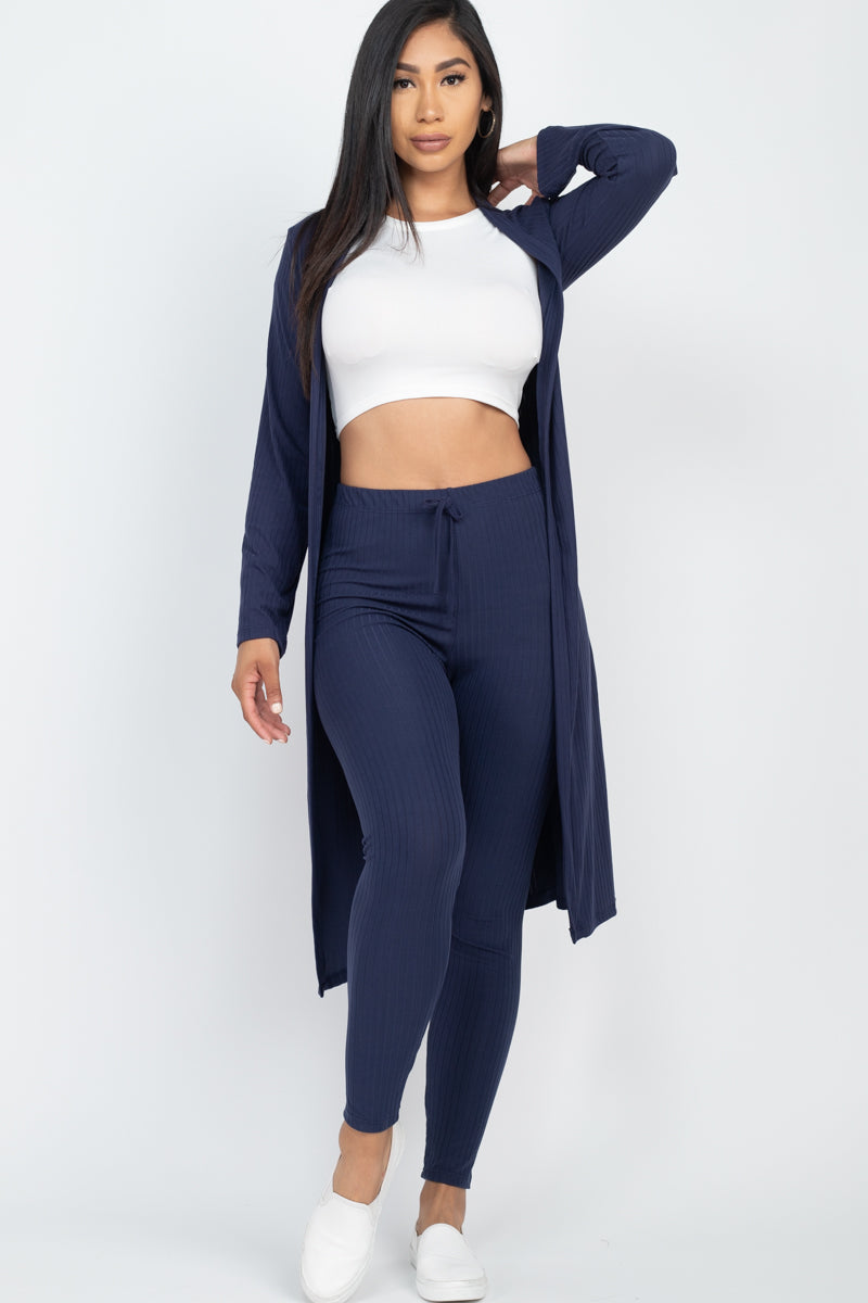 Ribbed Long Cardigan & Leggings Set (CAPELLA)-60