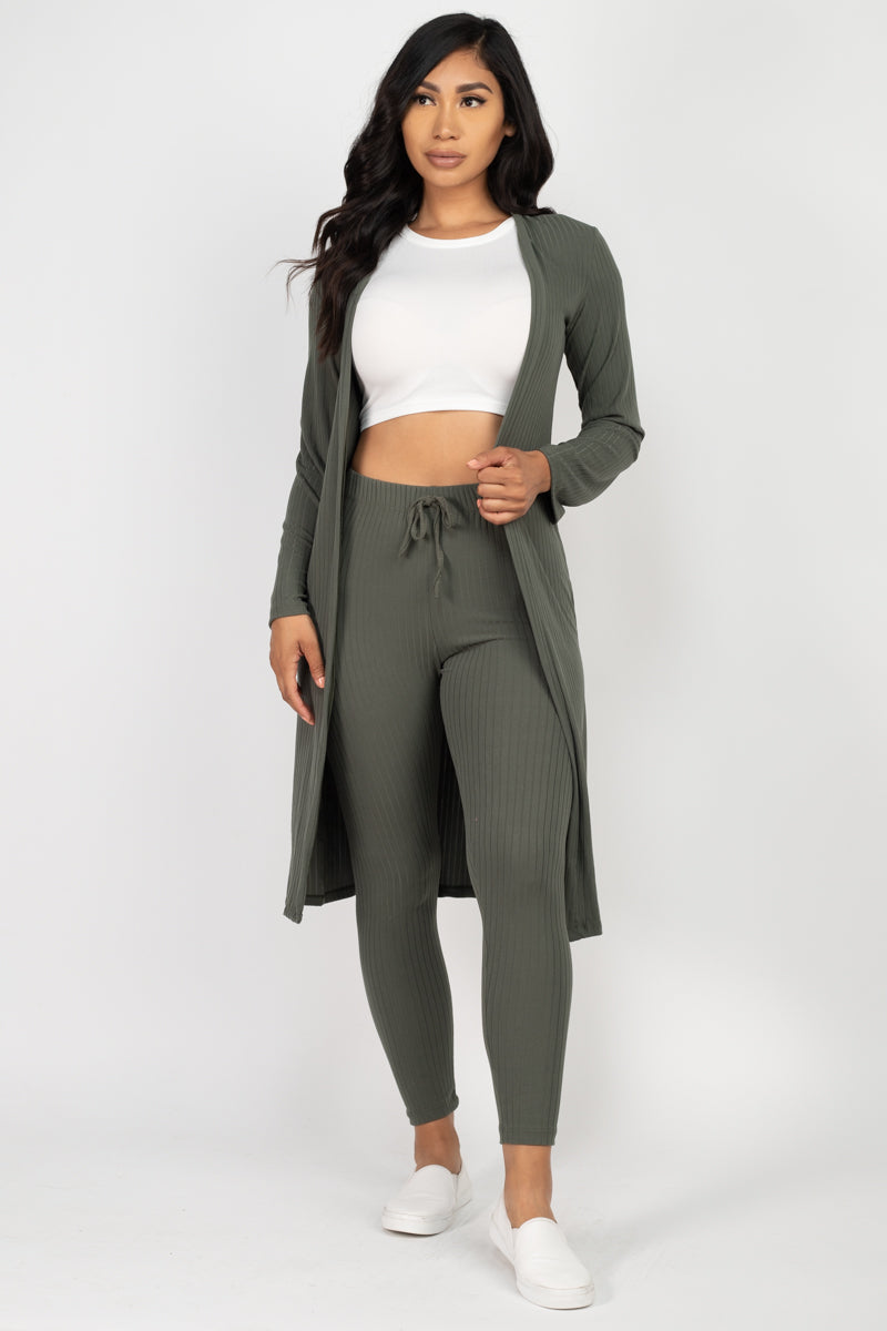 Ribbed Long Cardigan & Leggings Set (CAPELLA)-48