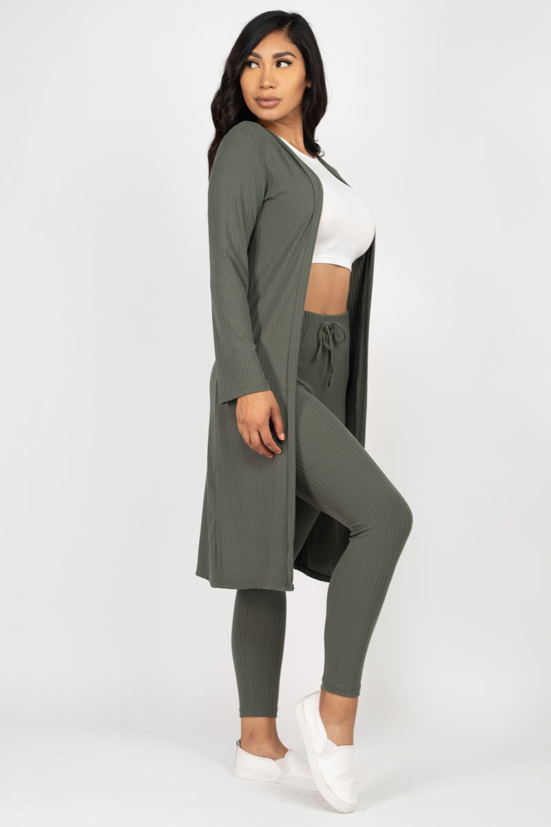 Ribbed Long Cardigan & Leggings Set (CAPELLA)-49