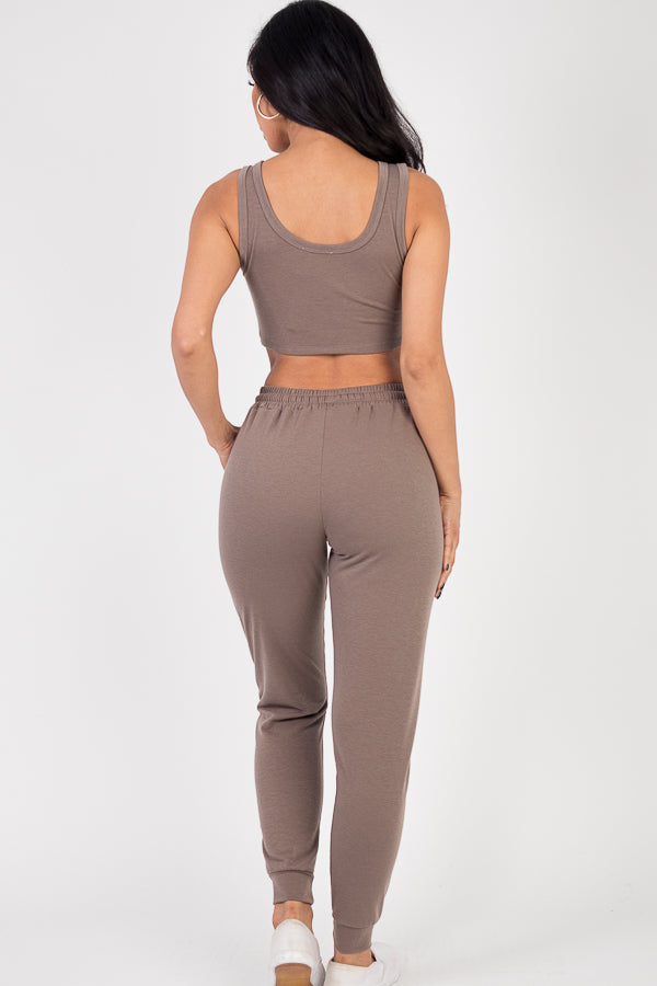 French Terry Cropped Tank Top & Joggers Set (CAPELLA)-12