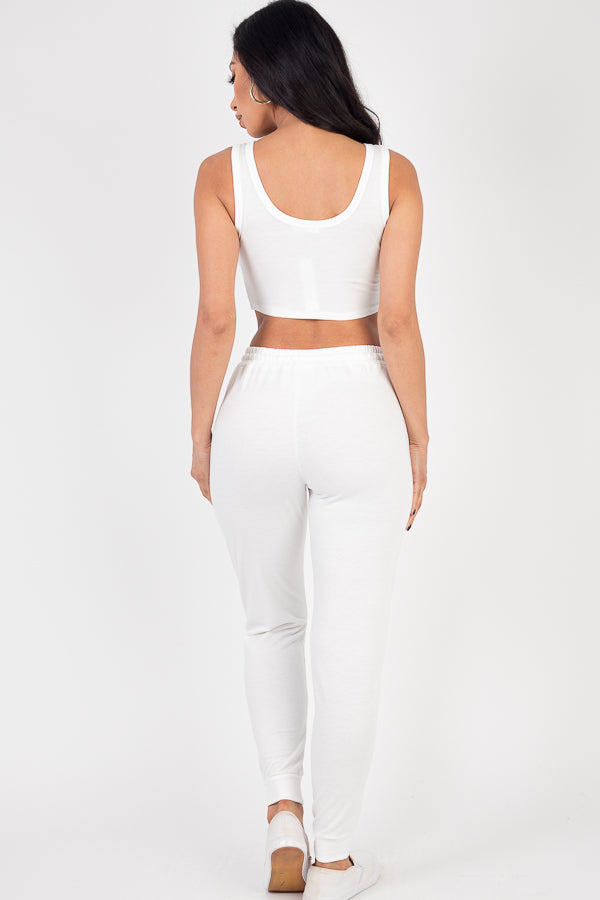 French Terry Cropped Tank Top & Joggers Set (CAPELLA)-17