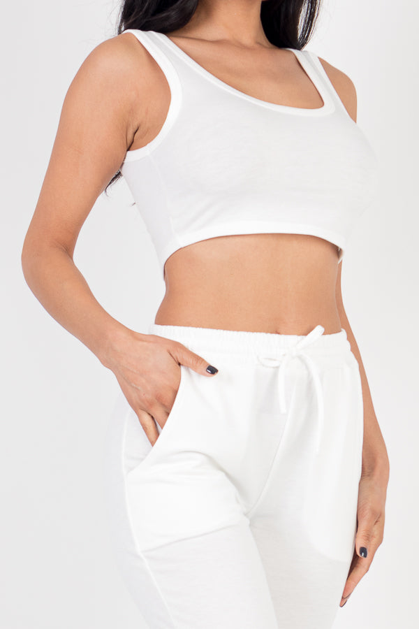 French Terry Cropped Tank Top & Joggers Set (CAPELLA)-18