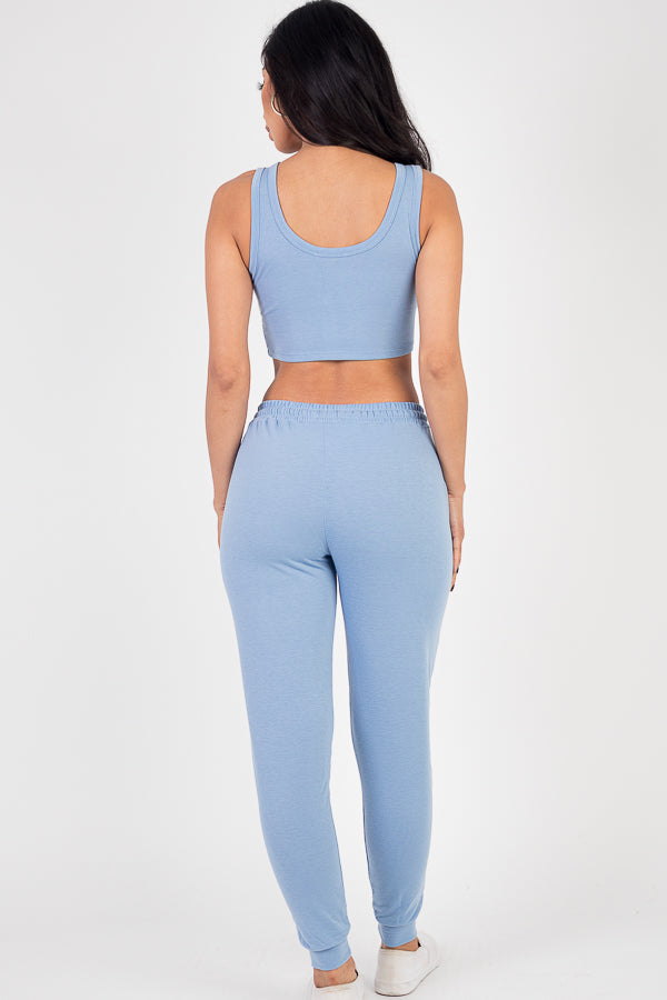 French Terry Cropped Tank Top & Joggers Set (CAPELLA)-2