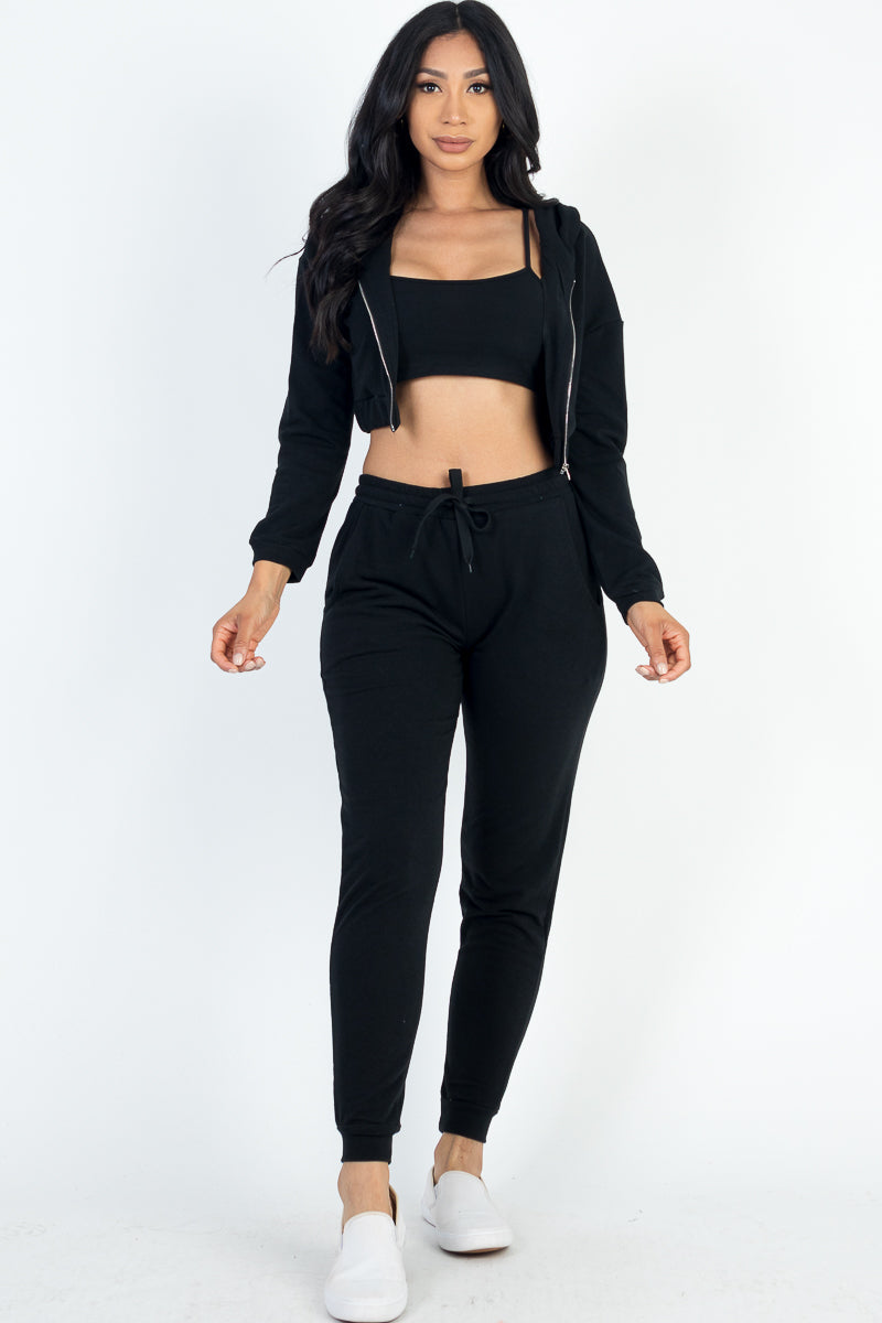 French Terry Cropped Cami with Zip-up Jacket and Joggers Set (CAPELLA)-10